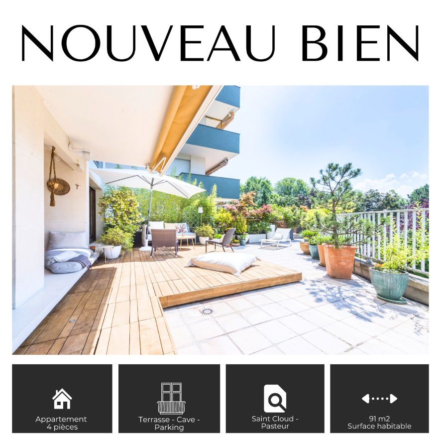 Nouveau bien - Saint-Cloud – Appartement lumineux - TERRASSES ET JARDINS